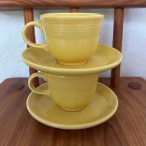 Set of 2 Vintage Fiestaware Cup and Saucer Fiesta Ware Homer Laughlin Yellow